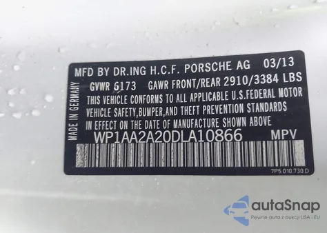 2013 Porsche Cayenne from USA, damaged, VIN WP1AA2A20DLA10866